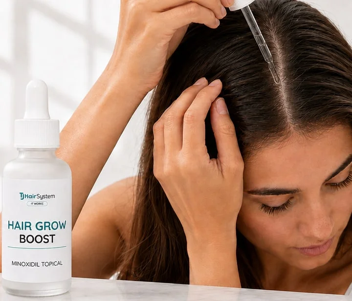 Hair Grow Boost minoxidil topical solution applied to the scalp