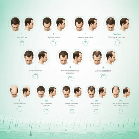 The Norwood scale of hair loss patterns